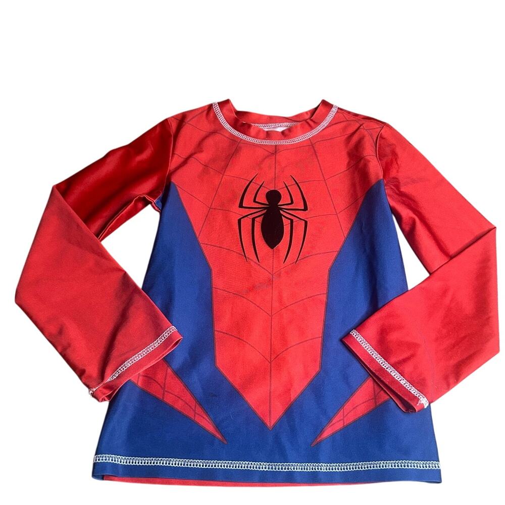 Marvel Spiderman rash guard shirt large spider emblem boys size 6/7